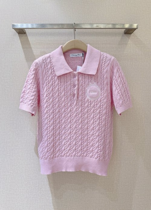 Dior Classic Collar Polo Shirt, Elegant Three-Button Choice