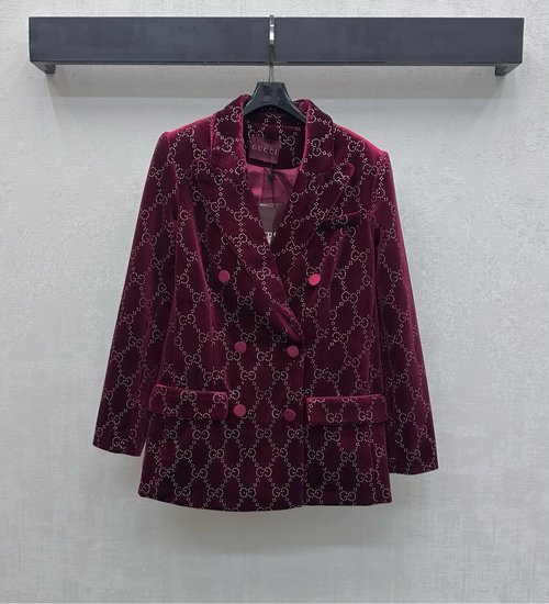 Gucci Sequined True Silk Velvet Double-Breasted Blazer