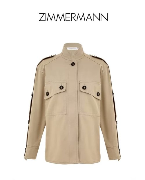 Zimmermann Khaki Workwear Long-Sleeved Shirt with Pockets and Straps