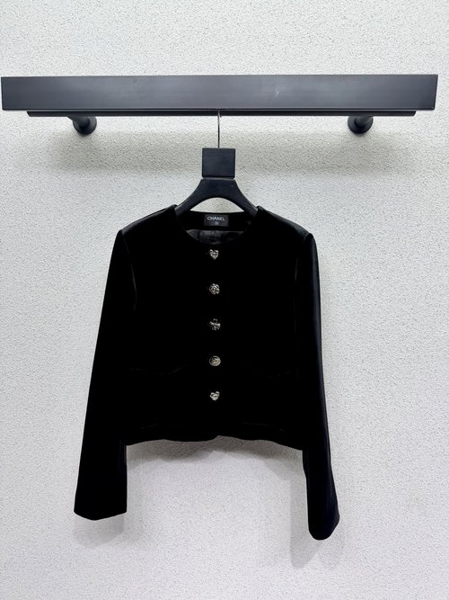 Chanel Velvet Blazer with High - Density Texture, Elegant