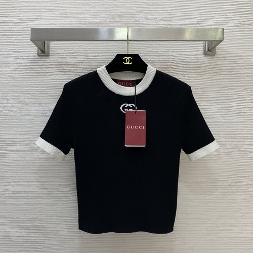 Gucci High-end Custom Knitted Short Sleeve Top with GG Logo