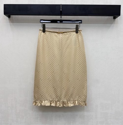 Gucci Silk Skirt with Double G Logo and Metal Decoration