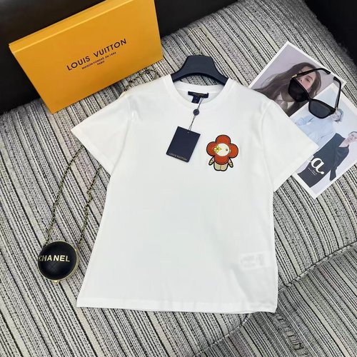Louis Vuitton Cartoon Short - Sleeve Round - Neck T - Shirt with Embroidery