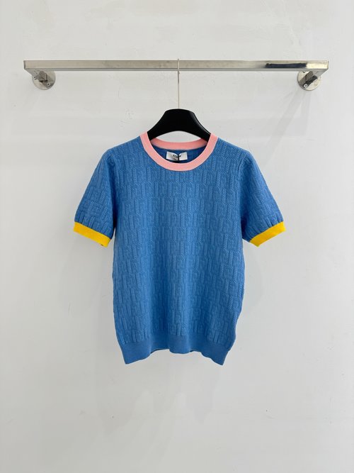 Fendi Classic Double F Color-Block Short Sleeve T-Shirt