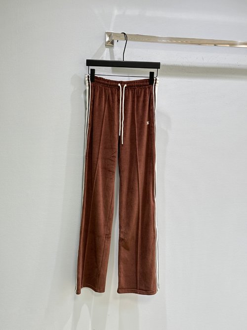 Celine Embroidered Logo Zip Jacket and Pants Set with Striped Trim, Regular Fit