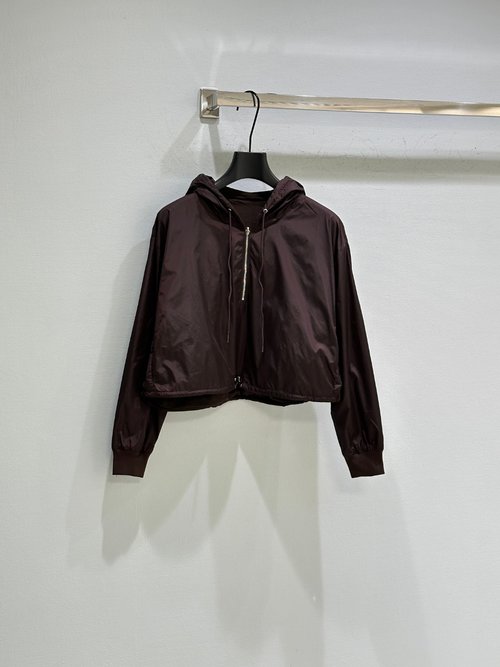 Prada Reversible Hooded Half-Zip Jacket with Embroidered Triangle Logo