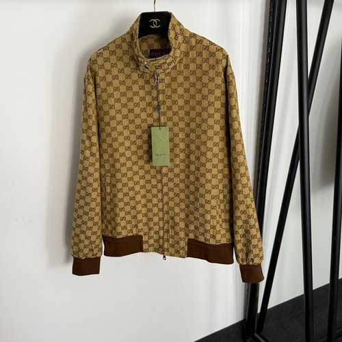 Gucci Khaki Gucci GG Zip - up Coat