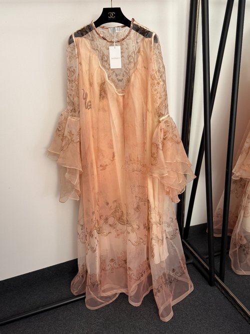 Zimmermann Floral Print Ruffled Long-sleeved Organza Dress