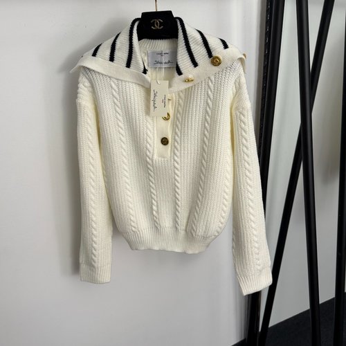 Schiaparelli Striped Knit Shirt with Keyhole Button in Multiple Colors