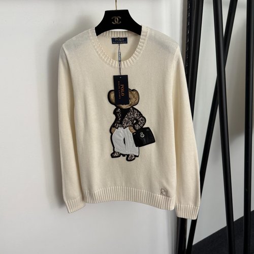 Polo Ralph Lauren Leopard Print Coat with Bear-Embroidered Long-Sleeve Knit Pullover