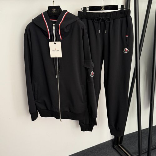 Moncler Sports Set with Side Logo, Hooded Jacket and Cuffed Pants