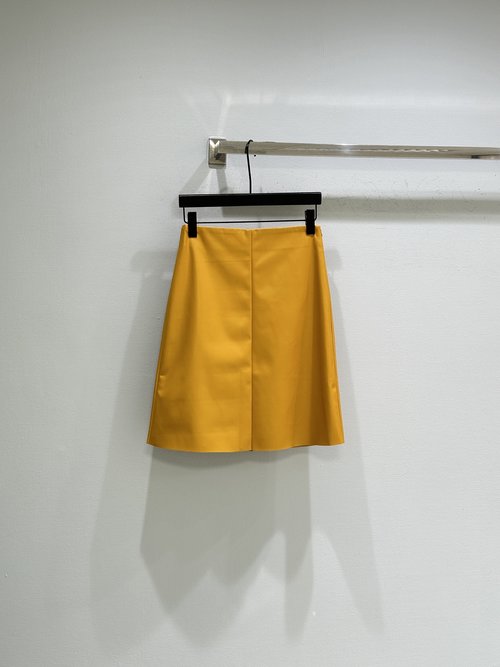 Miu Miu Yellow Satin A-line Skirt for Commuting