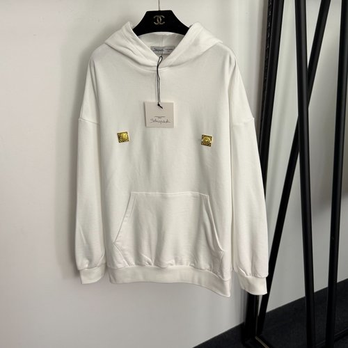 Schiaparelli Sparkling Metal-Trimmed Hooded Long-Sleeved Pullover Sweatshirt