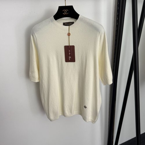 Loro Piana Short-Sleeve Wool Knit Shirt with Metal Rings