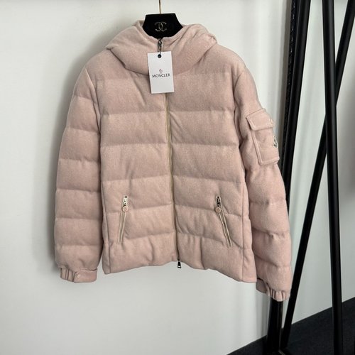 Moncler Off-white, Black and Pink Badge Pocket Hooded Coat