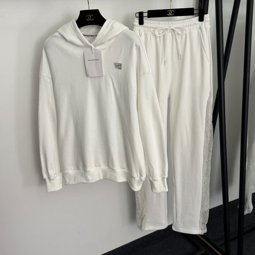 Alexander Wang Suit with Rhinestone Hoodie and Elastic Waist Pants in Multiple Colors