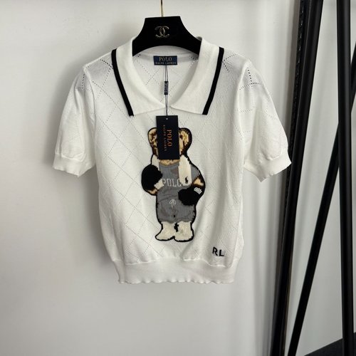 Polo Ralph Lauren New Bear-Embroidery Polo Short-Sleeve Knit Top in Multi-Colors
