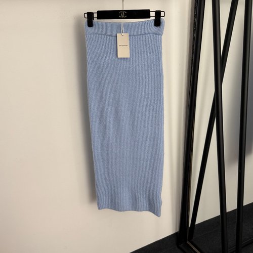 Self-Portrai Solid-color High-waist Knit Skirt