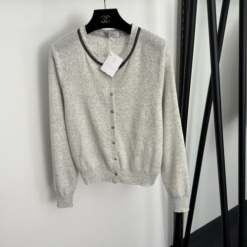 Loewe Beaded Round Neck Knit Cardigan
