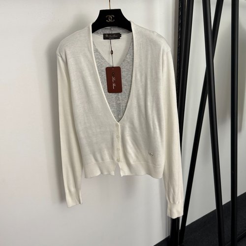 Loro Piana Metal Decorated V - Neck Knit Cardigan