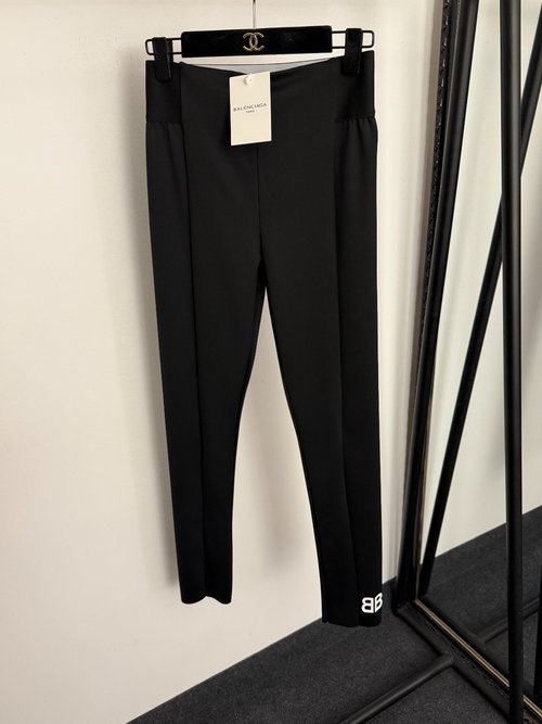 Balenciaga New Black BB Letter Printed Elastic Skinny Leggings
