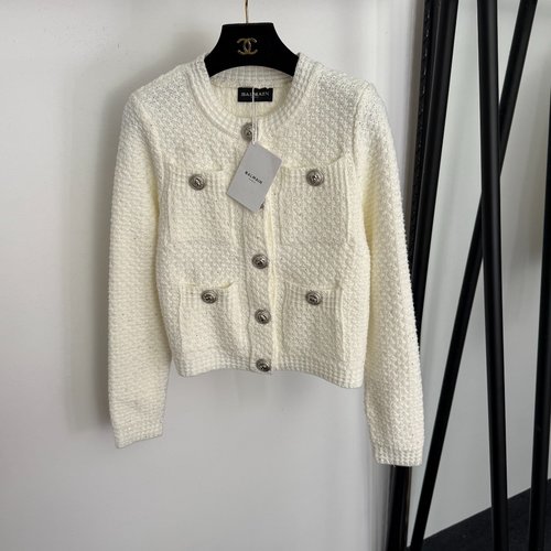 Balmain Lion - Head Button Sparkle - Inlaid Four - Pocket Cardigan