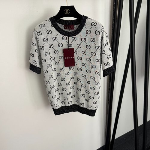 Gucci GG Jacquard Short-sleeved Knit Pullover