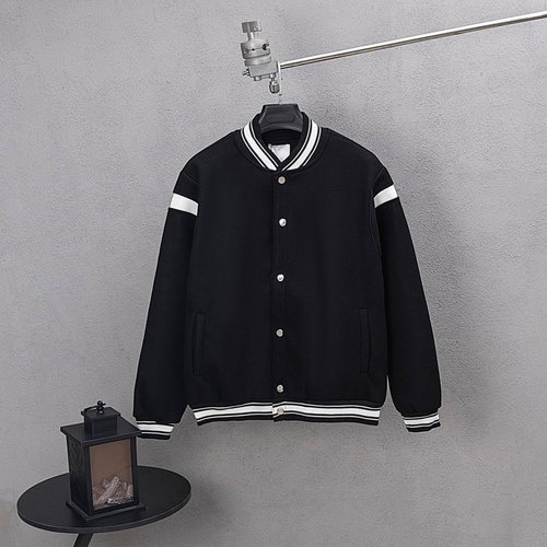 Givenchy Woolen Baseball Jacket Featuring PU Sleeves