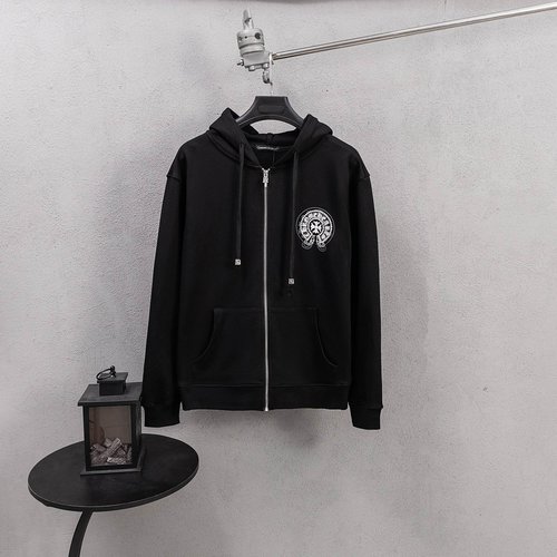 Chrome Hearts Cotton Fleece Zip Hoodie with Custom Details