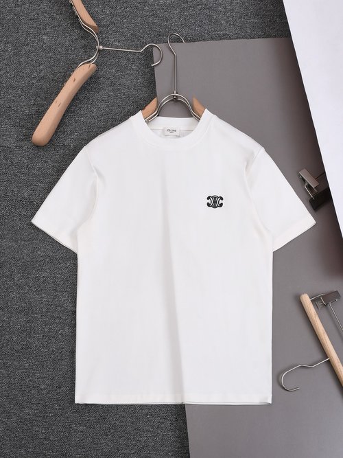 Celine New LOGO Embroidery Loose Round-neck T-shirt