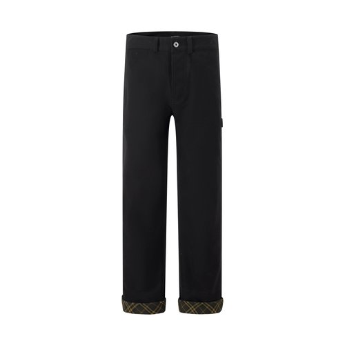 Burberry Cotton Work Jeans with Checked Fabric Inlay