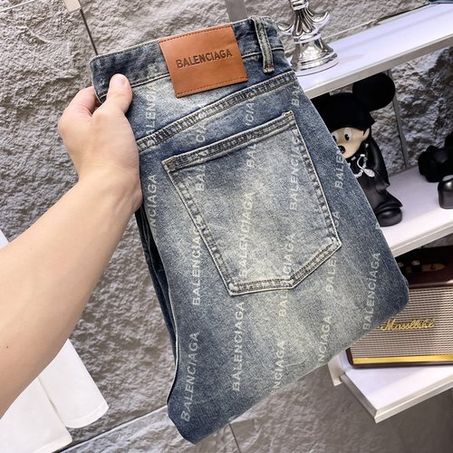 Balenciaga Original Design Jeans with Embroidery and Soft Fabric