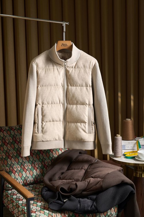 Prada Lightweight 90% White Duck Down Knit & Woolen Jacket