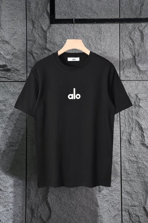 Alo LOGO Pressing Round-Neck T-Shirt, Pure Cotton