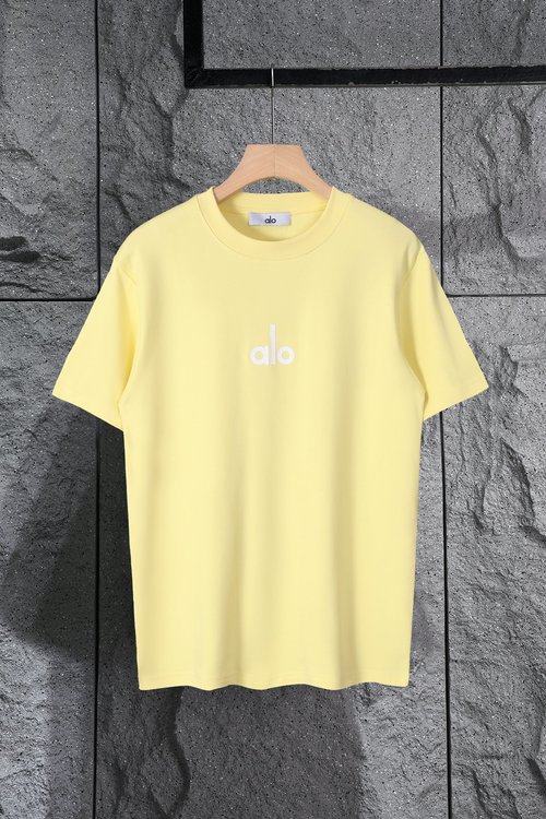 Alo New Logo Embossed Round Neck T-Shirt in Multiple Colors
