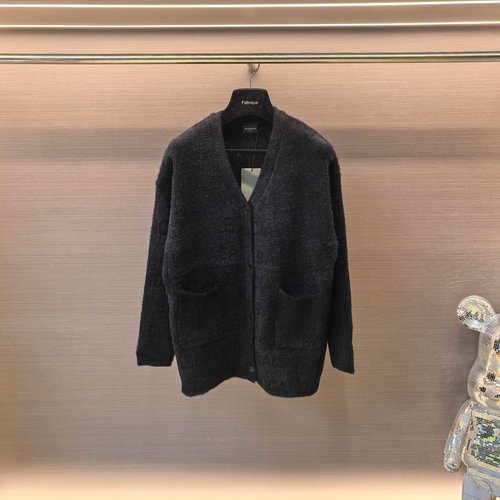 Balenciaga Faux Mink Wool Blend Sweater with Oversized Fit