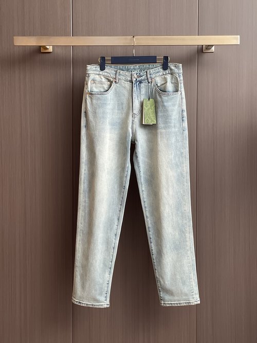 Gucci Premium Quality Denim Jeans with Embroidered Logo and Custom Fit