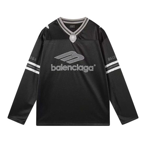 Balenciaga Football V-Neck Printed Long Sleeve Top