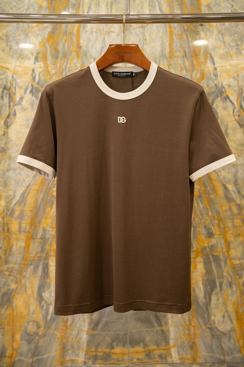 Dolce & Gabbana New T - Shirt with Ribbed Contrast Design