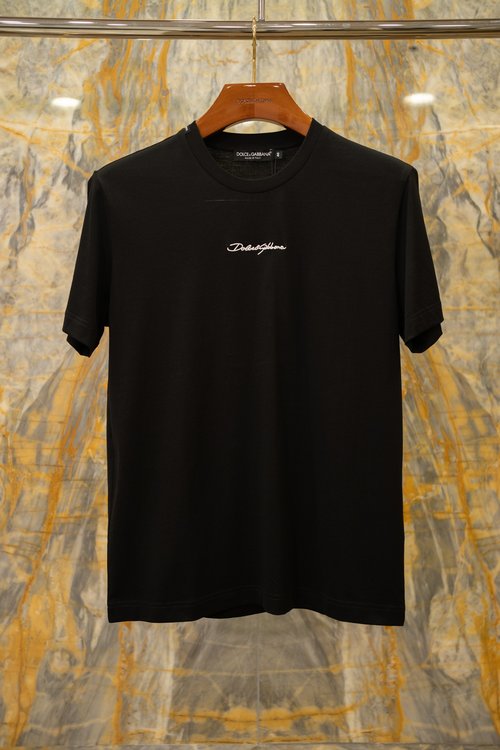 Dolce & Gabbana Classic Signature Embroidered Logo T-Shirt in Black