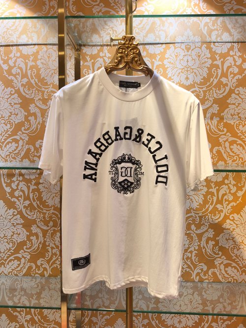 Dolce & Gabbana Embroidered Cotton T-Shirt, White & Black