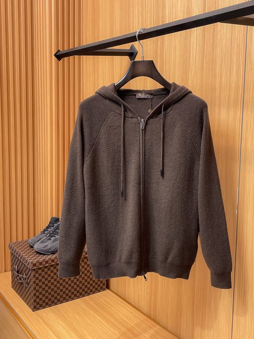 Loro Piana Classic Polo Wool Sweater with Letter Embroidery