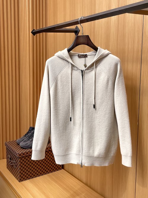 Loro Piana Classic Polo Wool Sweater with Letter Embroidery