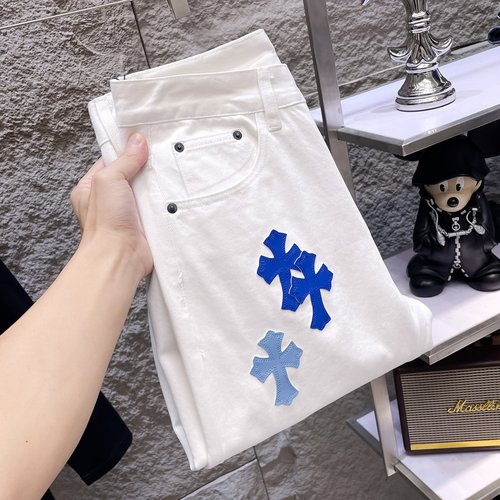 Chrome Hearts Patchwork Wash Jeans with High-elastic Fabric