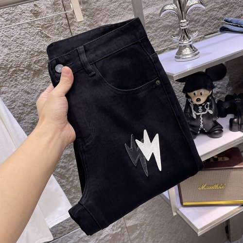 Chrome Hearts Patchwork Washed Jeans with High Elasticity