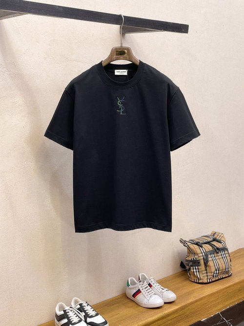 Yves Saint Laurent Premium Cotton Short Sleeve T-Shirt with Logo