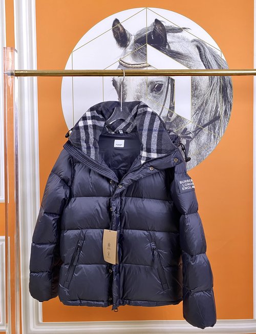 Burberry Detachable Sleeve Hooded Down Jacket with Check Lining