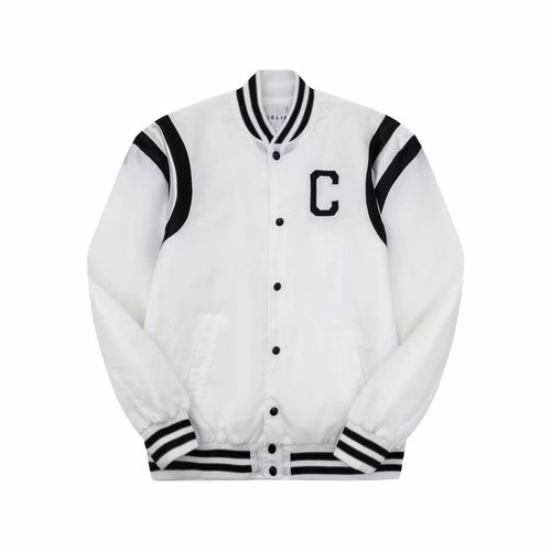 Celine C-letter Spliced Satin Baseball Jacket