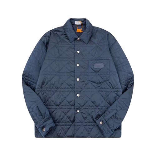 Dior Blue Tech Blade Cotton Shirt with Quilted Pattern