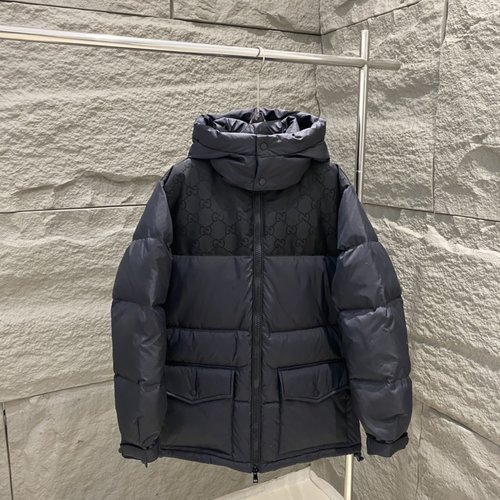 Gucci High-Density Nylon Down Coat with Removable Hood